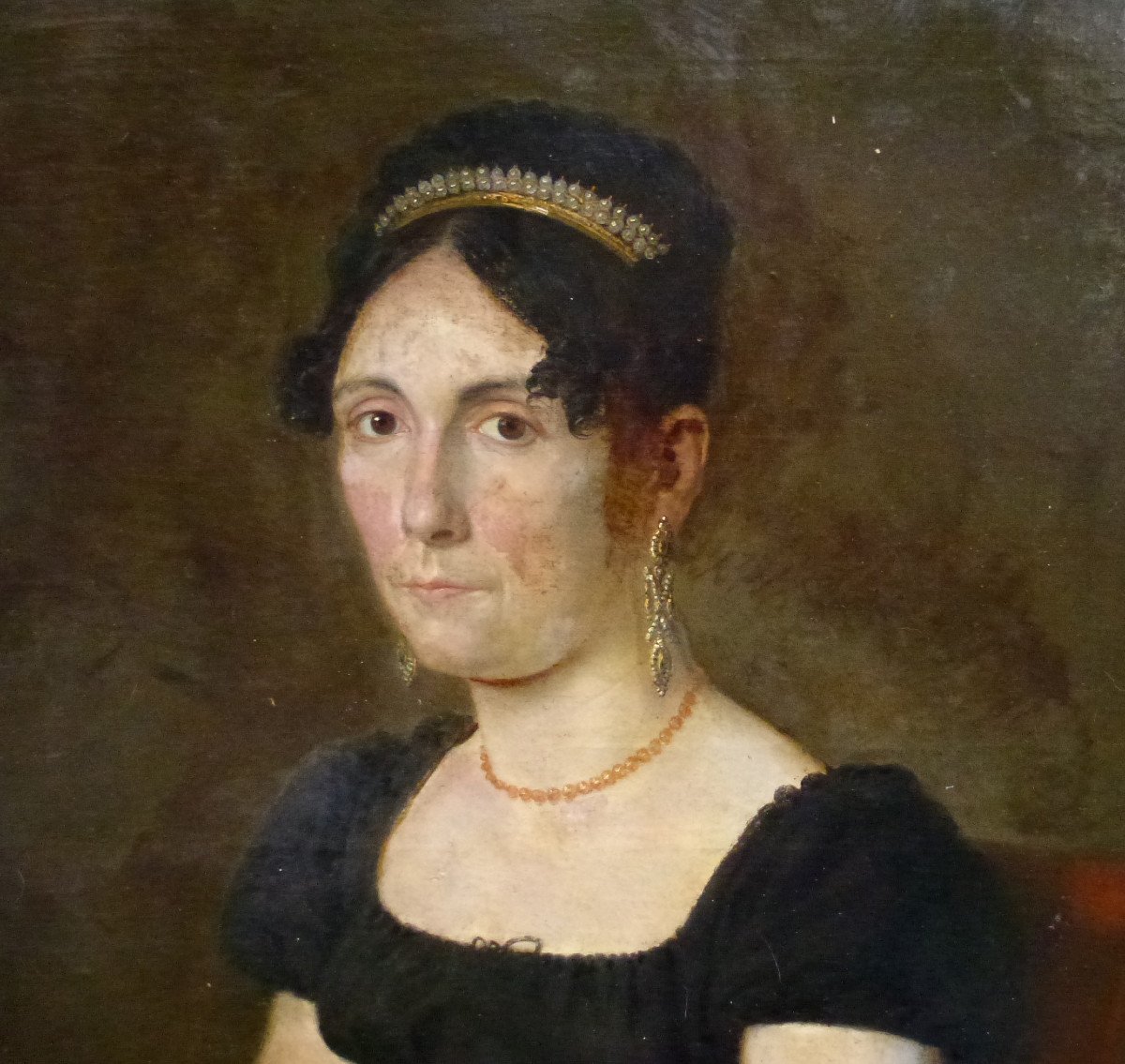 Ramon Planella Portrait De Femme Ier Empire Huile/toile Du XIXème Siècle-photo-4