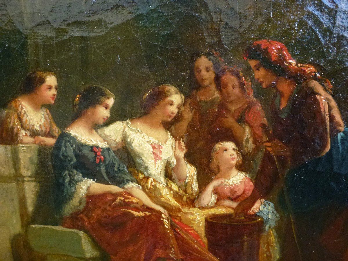 Fortune Teller Genre Scene Oil/canvas From The 19th Century-photo-4