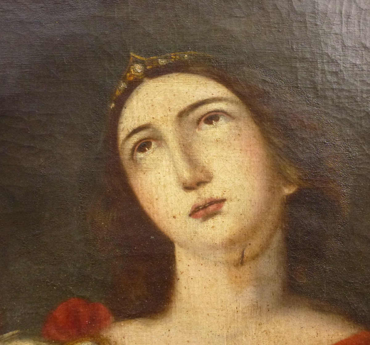 Grand Portrait De Femme à l'Antique Huile/toile Du Fin XVIIe Début XVIIIe Siècle-photo-5