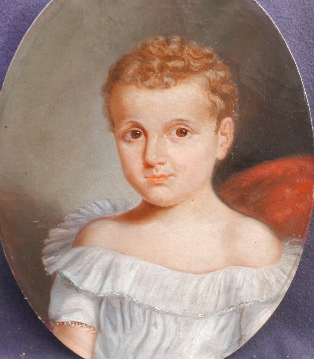 Portrait Of Young Boy Louis Philippe Period Oil/canvas 19th Century-photo-3