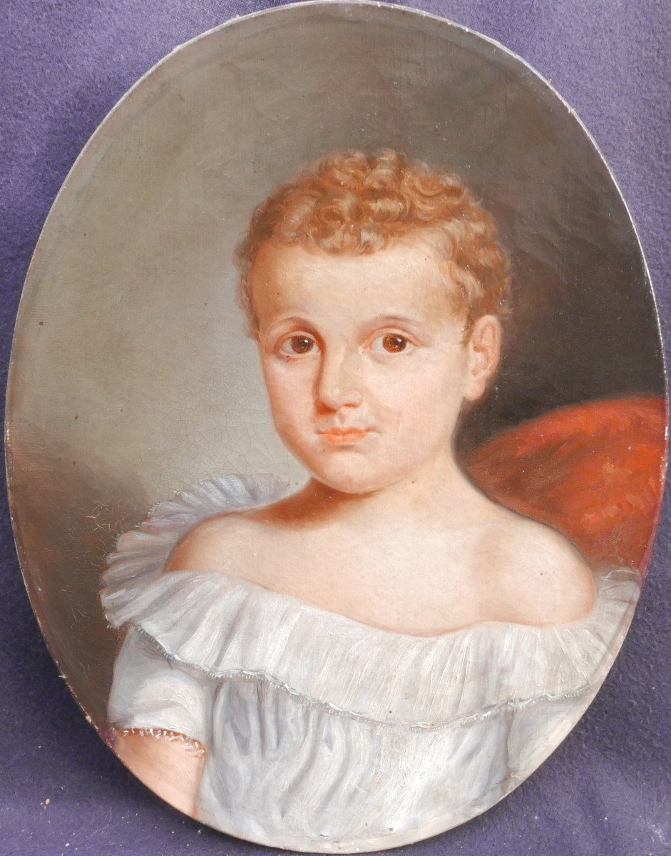 Portrait Of Young Boy Louis Philippe Period Oil/canvas 19th Century