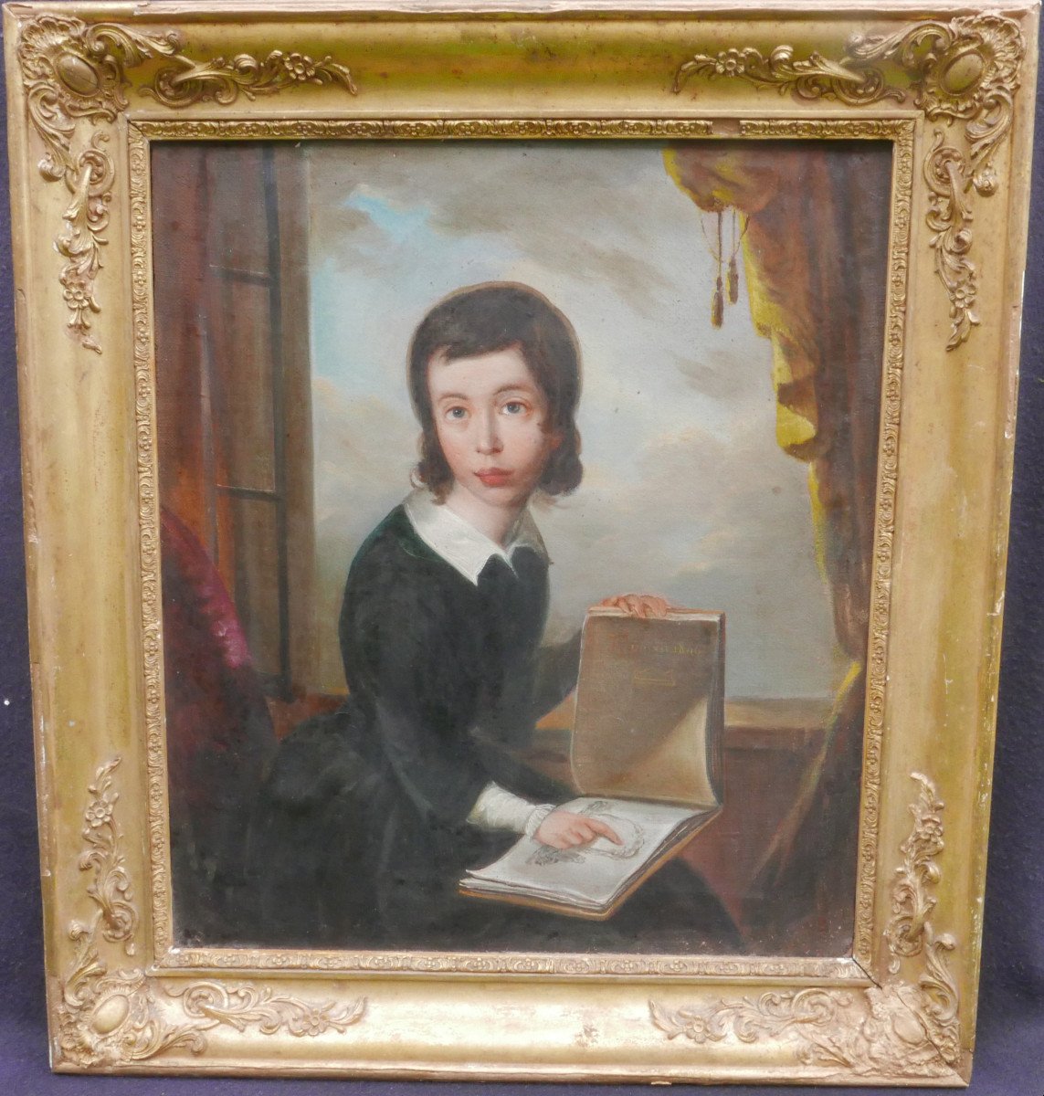 Portrait De Jeune Femme à La Lecture Huile/toile Du XIXème Siècle