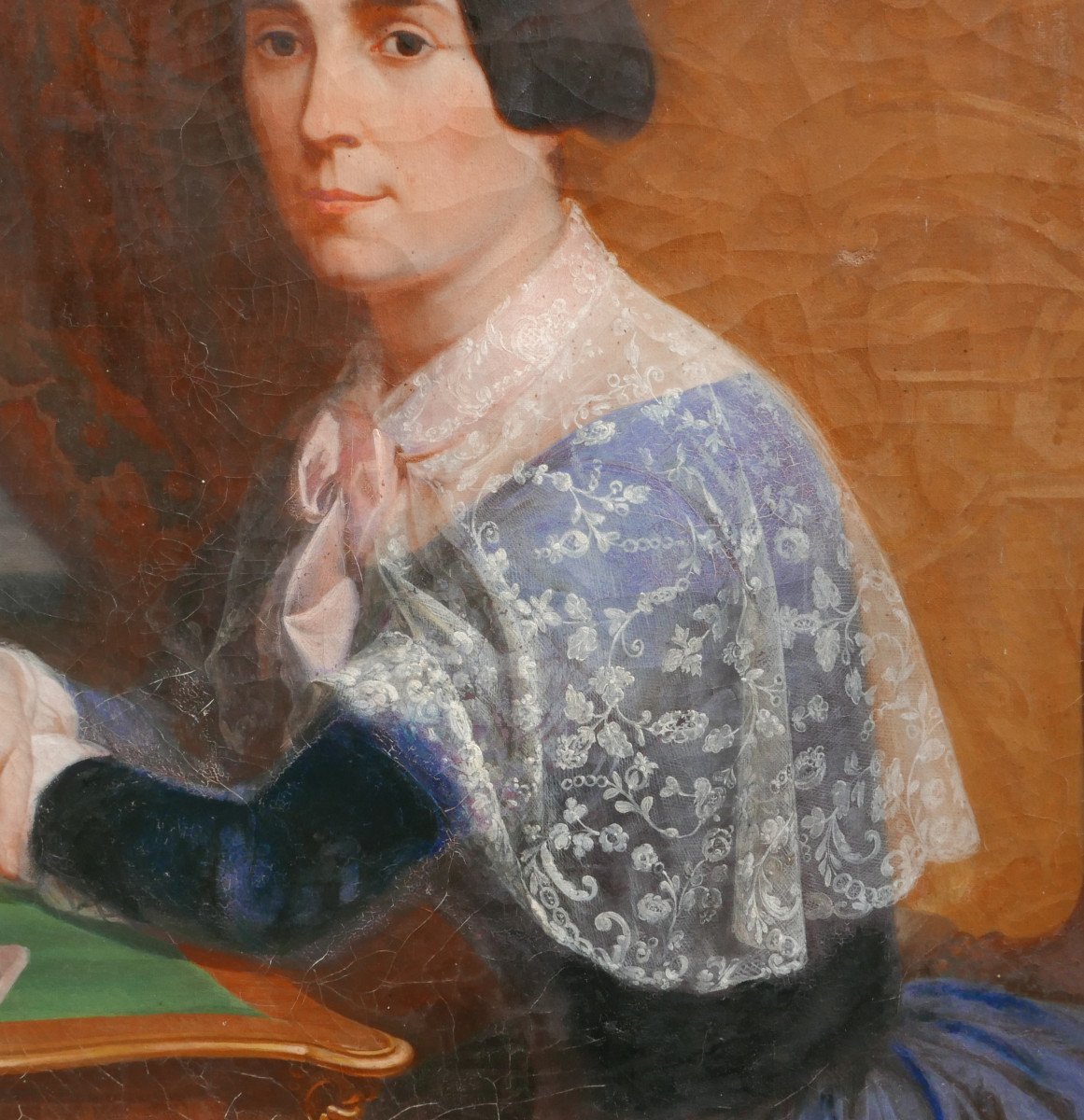 Portrait De Femme Epoque Louis Philippe Huile/toile Du XIXème Siècle-photo-5