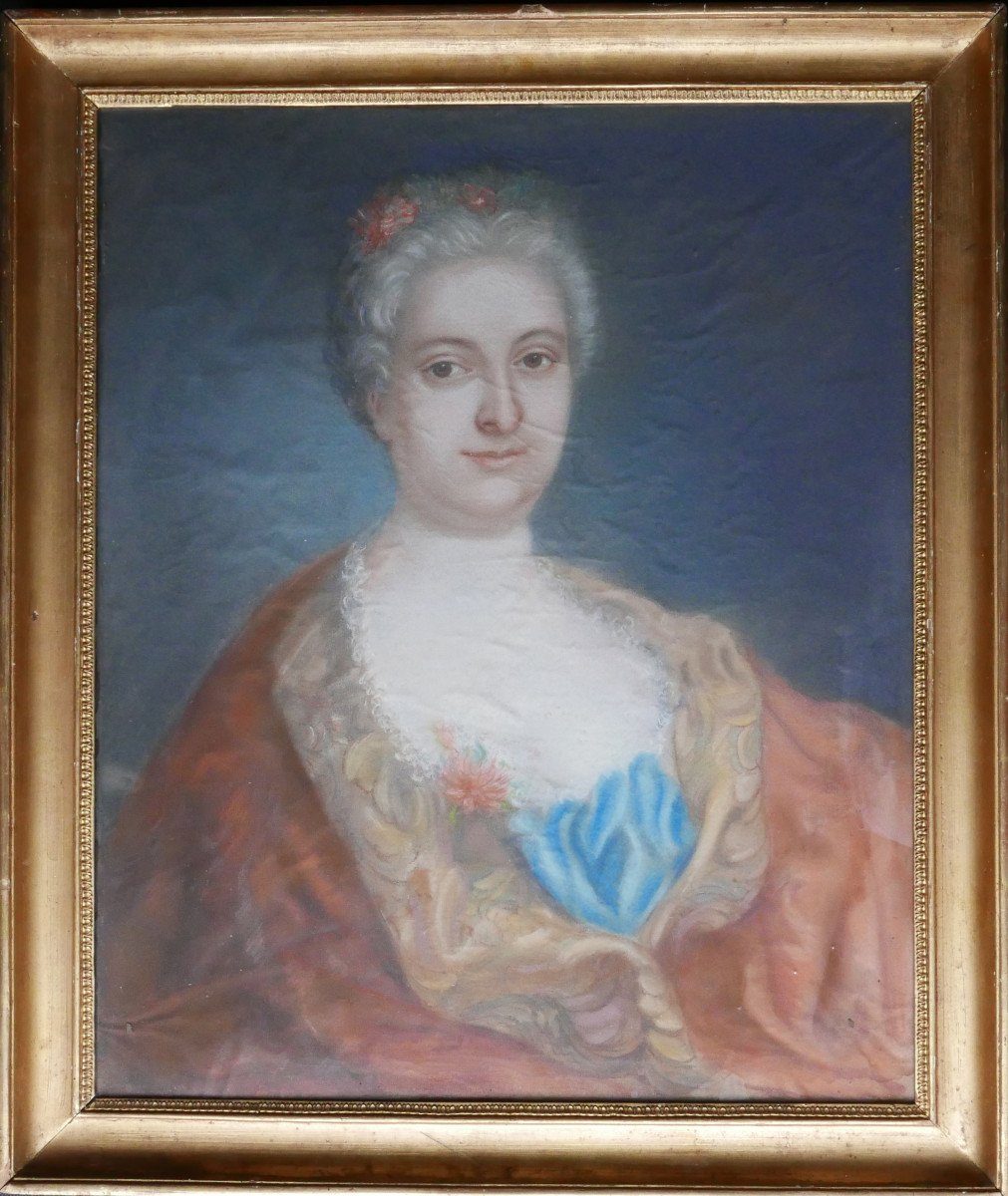 Portrait Of A Woman Louis XV Period French School Of The 18th Century Pastel-photo-4