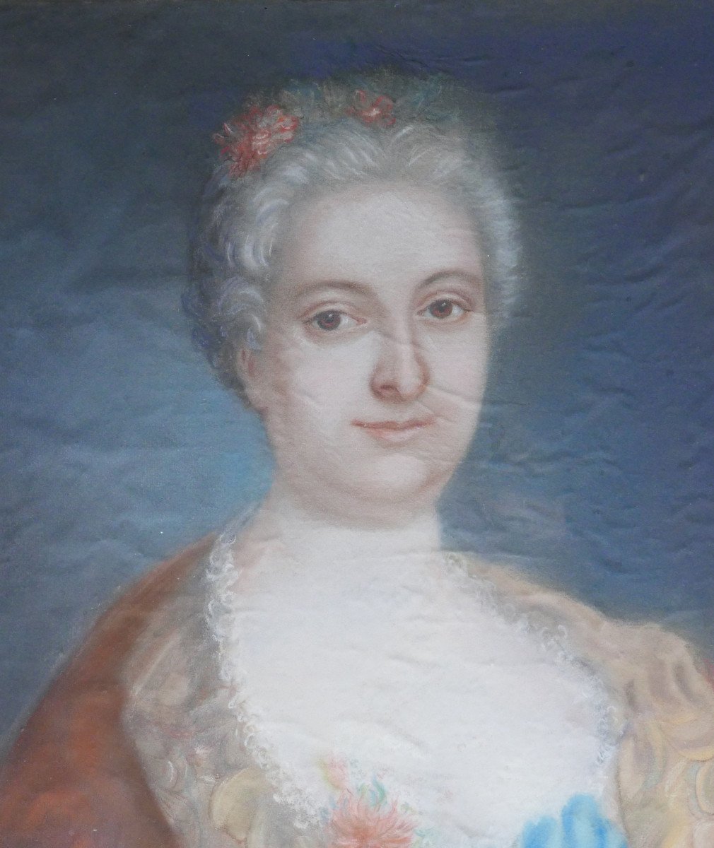 Portrait Of A Woman Louis XV Period French School Of The 18th Century Pastel-photo-3