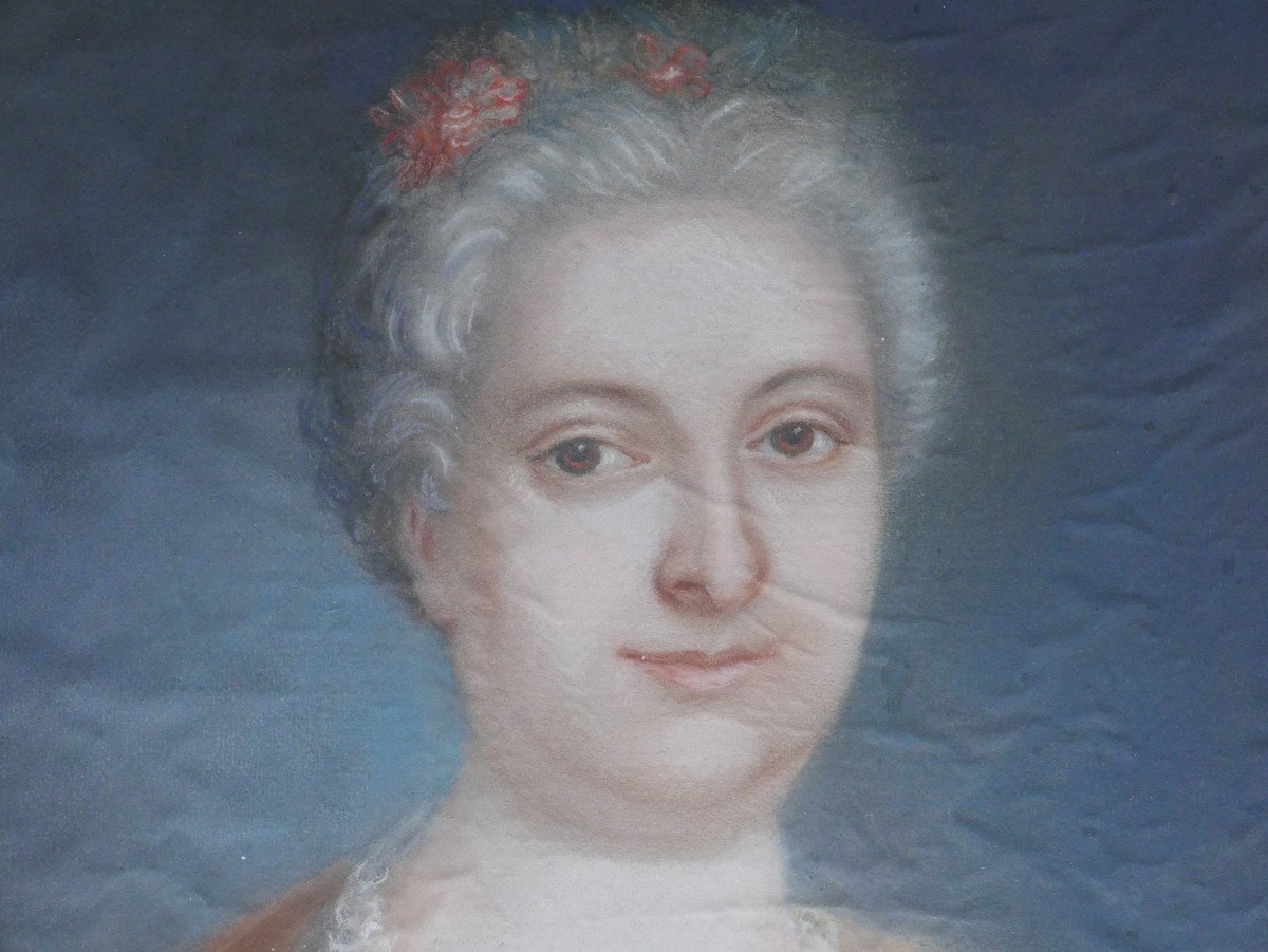 Portrait Of A Woman Louis XV Period French School Of The 18th Century Pastel-photo-6