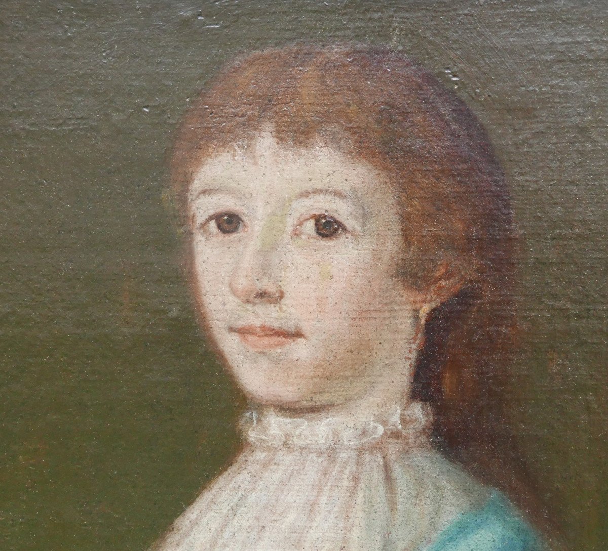 Portrait Of Woman With Doves Oil/canvas From The 18th Century Italian School-photo-1