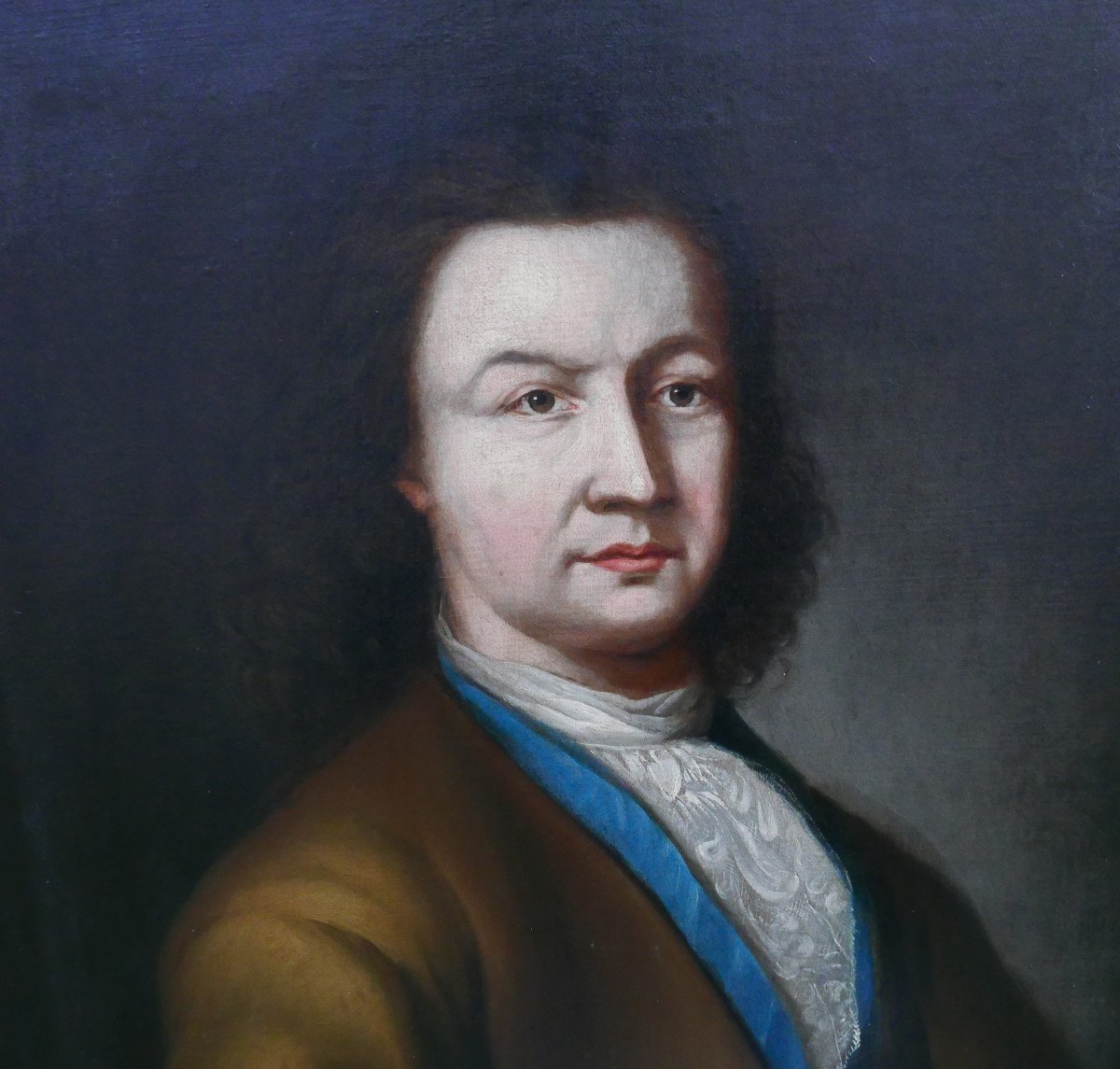 Large Portrait Of A Man With A Book Oil/canvas From The 18th Century-photo-6