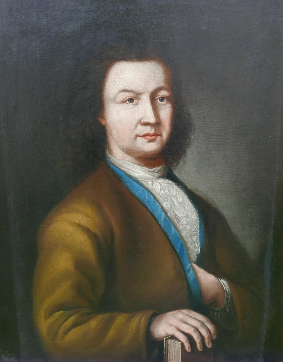 Large Portrait Of A Man With A Book Oil/canvas From The 18th Century