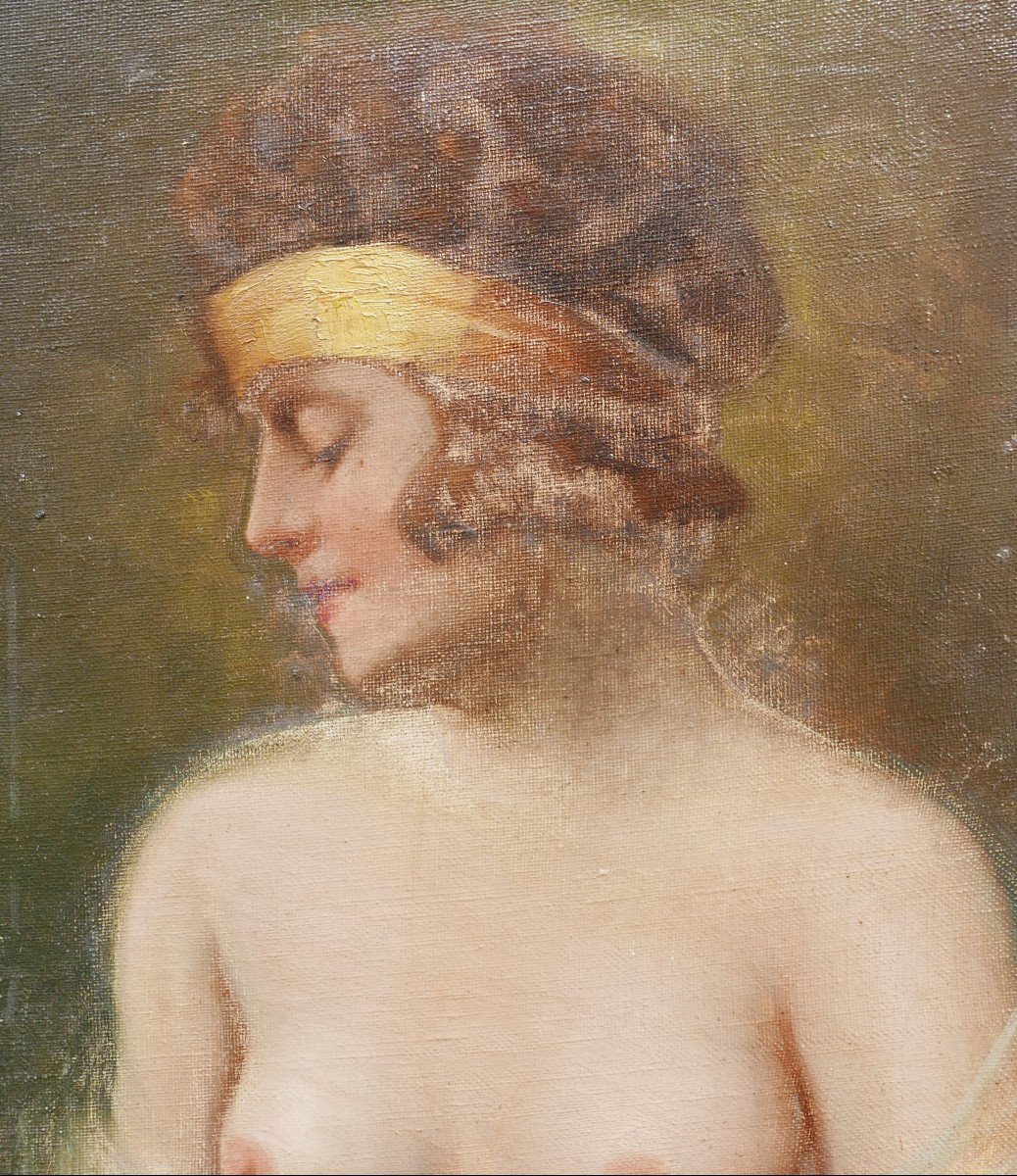 Nu Portrait De Jeune Femme Huile/toile Du Début Du XXème Siècle Année 20-photo-4