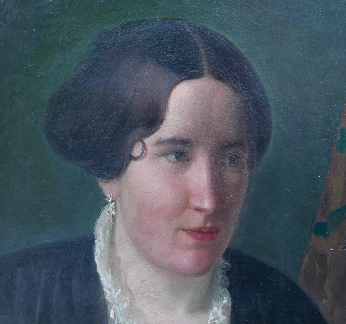 Portrait Of A Woman French School From The 19th Century Oil/canvas-photo-2