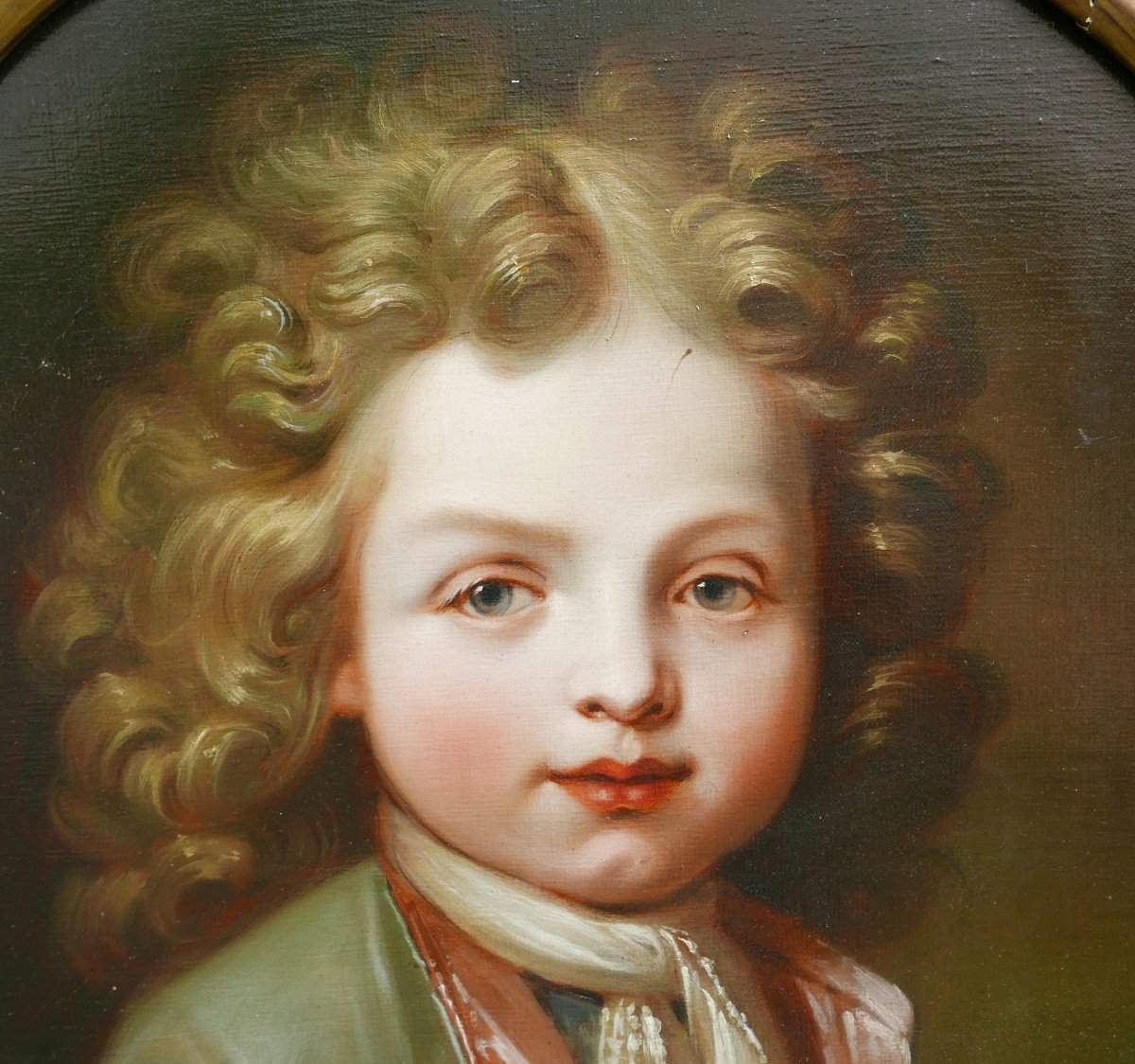 Portrait d'Un Jeune Garçon d'Après Hyacinthe Rigaud Huile/toile Du XIXème Siècle-photo-3
