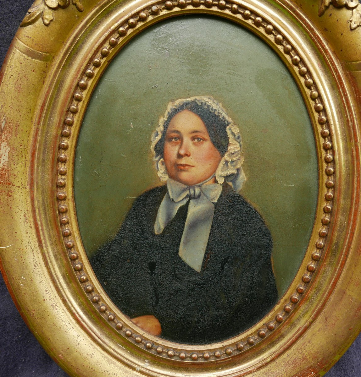 Portrait De Femme Epoque Louis Philippe Huile/panneau Du XIXème Siècle-photo-3