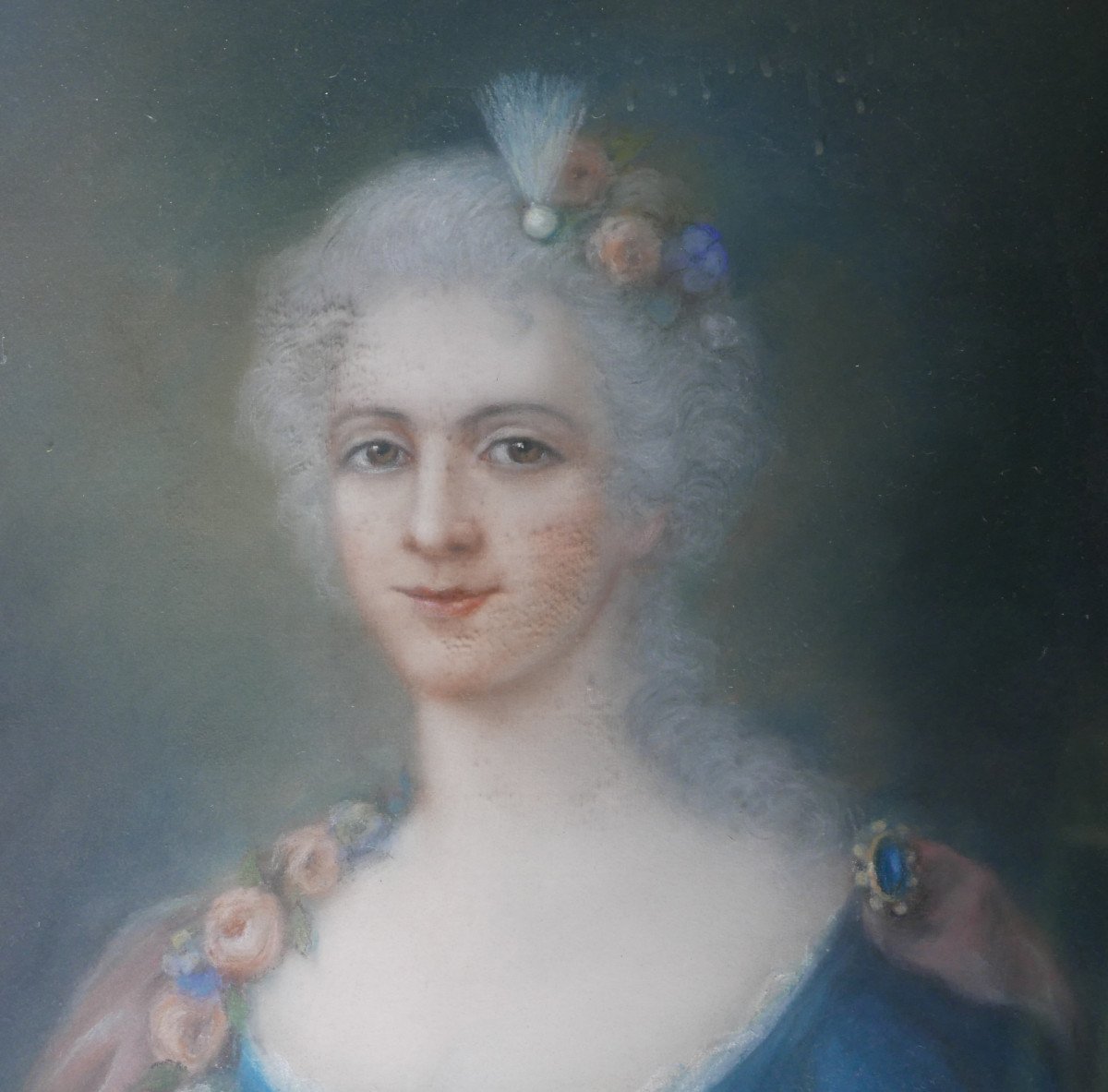 Portrait Of A Woman In Louis XV Pastel Style Late 19th Century-photo-2