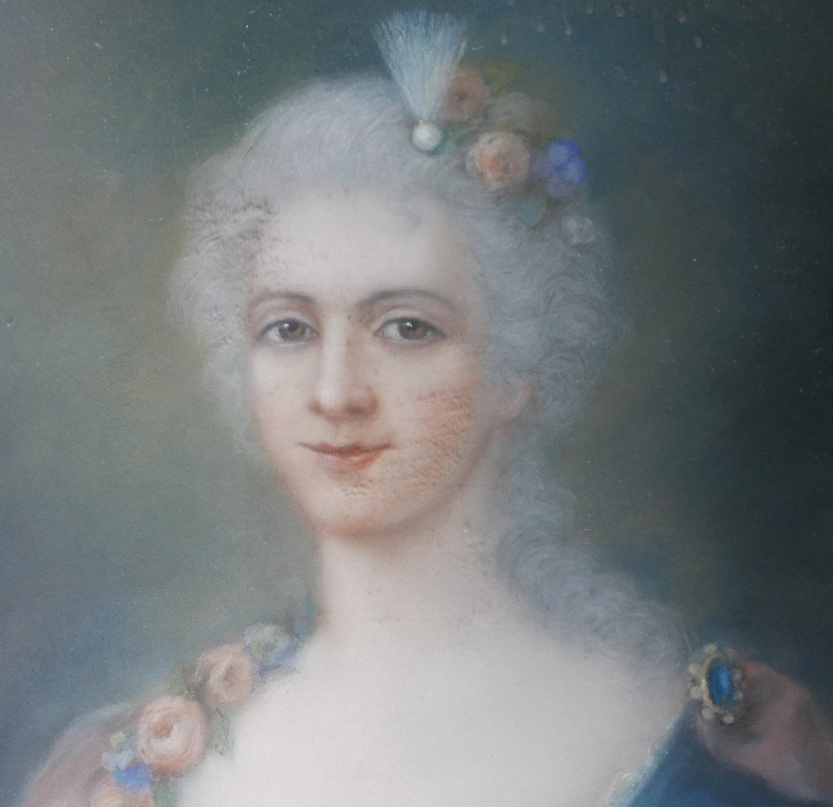 Portrait Of A Woman In Louis XV Pastel Style Late 19th Century-photo-4