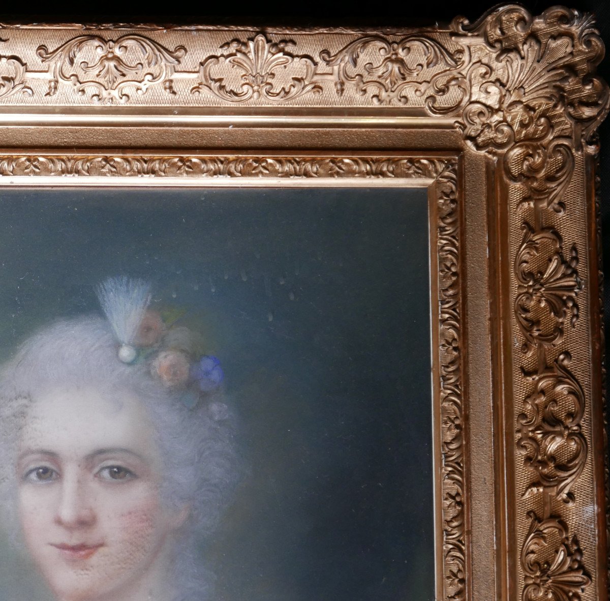 Portrait Of A Woman In Louis XV Pastel Style Late 19th Century-photo-5