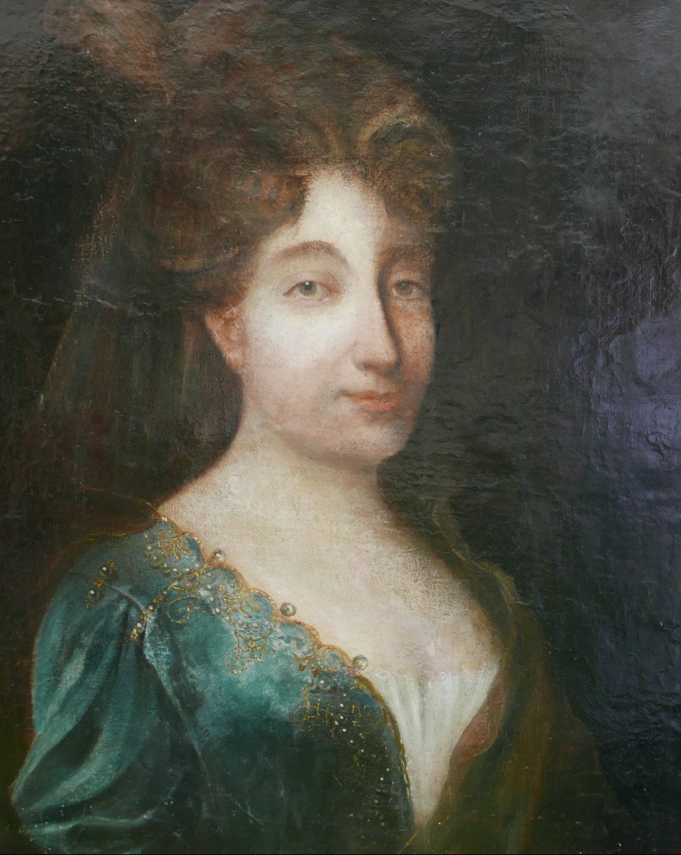 Portrait De Femme Au Voile Louis XIV Huile/toile Début XVIIIème Siècle-photo-4