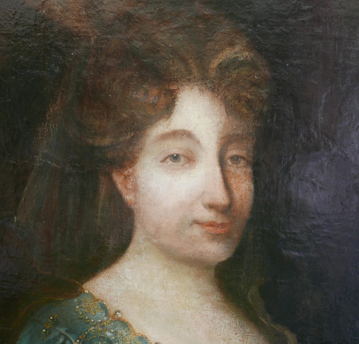 Portrait De Femme Au Voile Louis XIV Huile/toile Début XVIIIème Siècle-photo-2