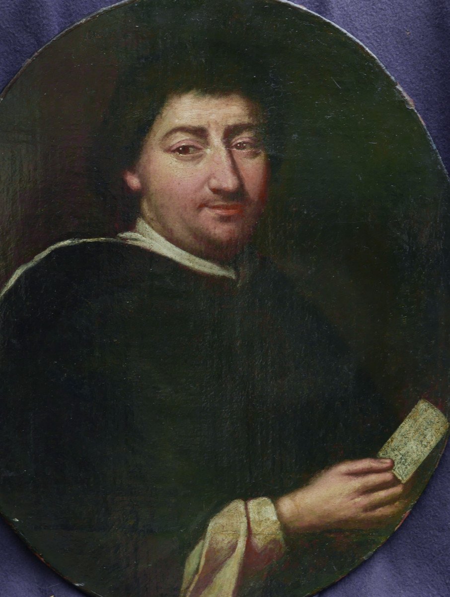 Portrait Of An Ecclesiastical Man Louis XIV Period Oil/canvas From The 17th Century-photo-2