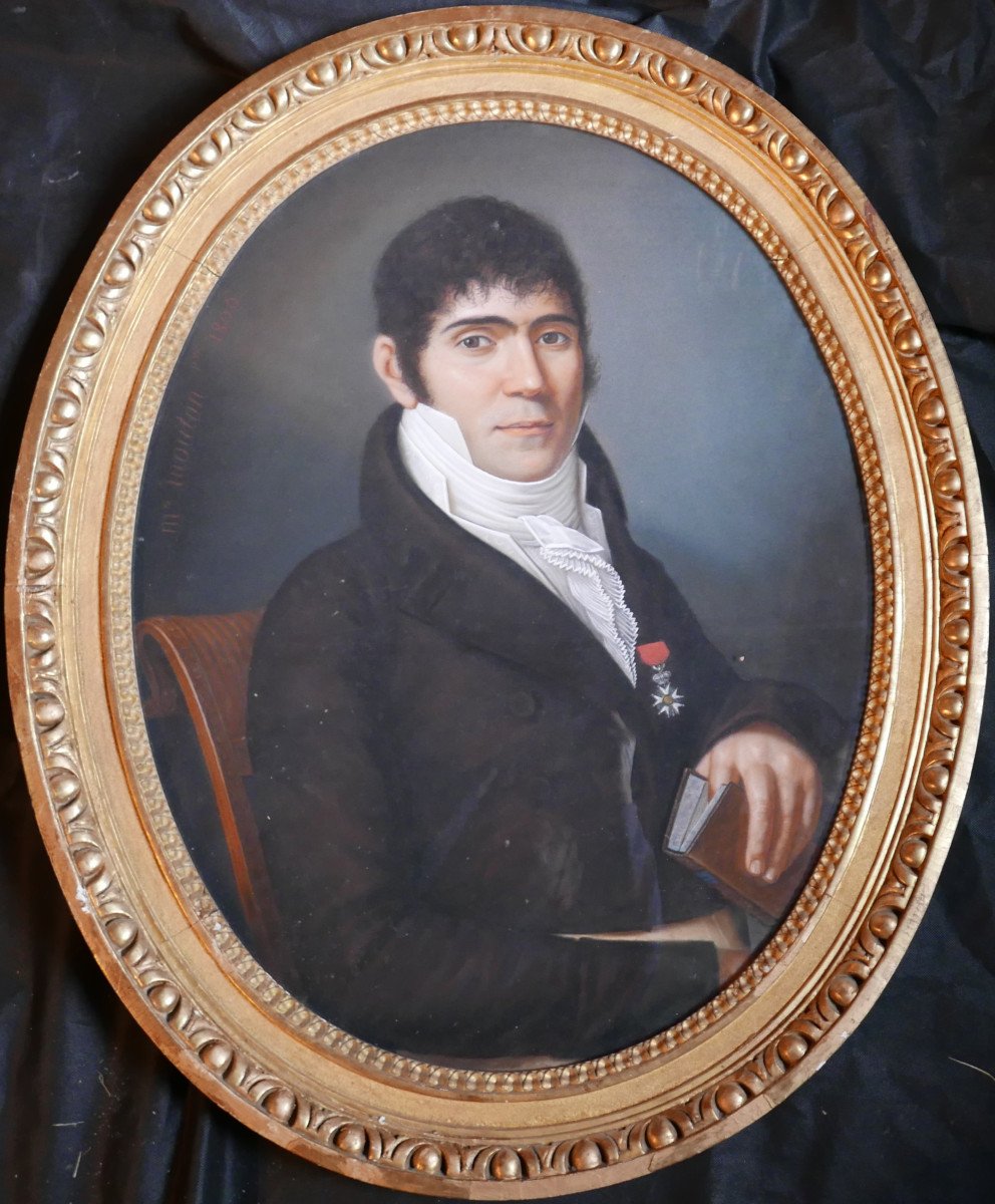 Mouton Portrait d'Homme Ecole Française Du XIXème Siècle Pastel Ier Empire