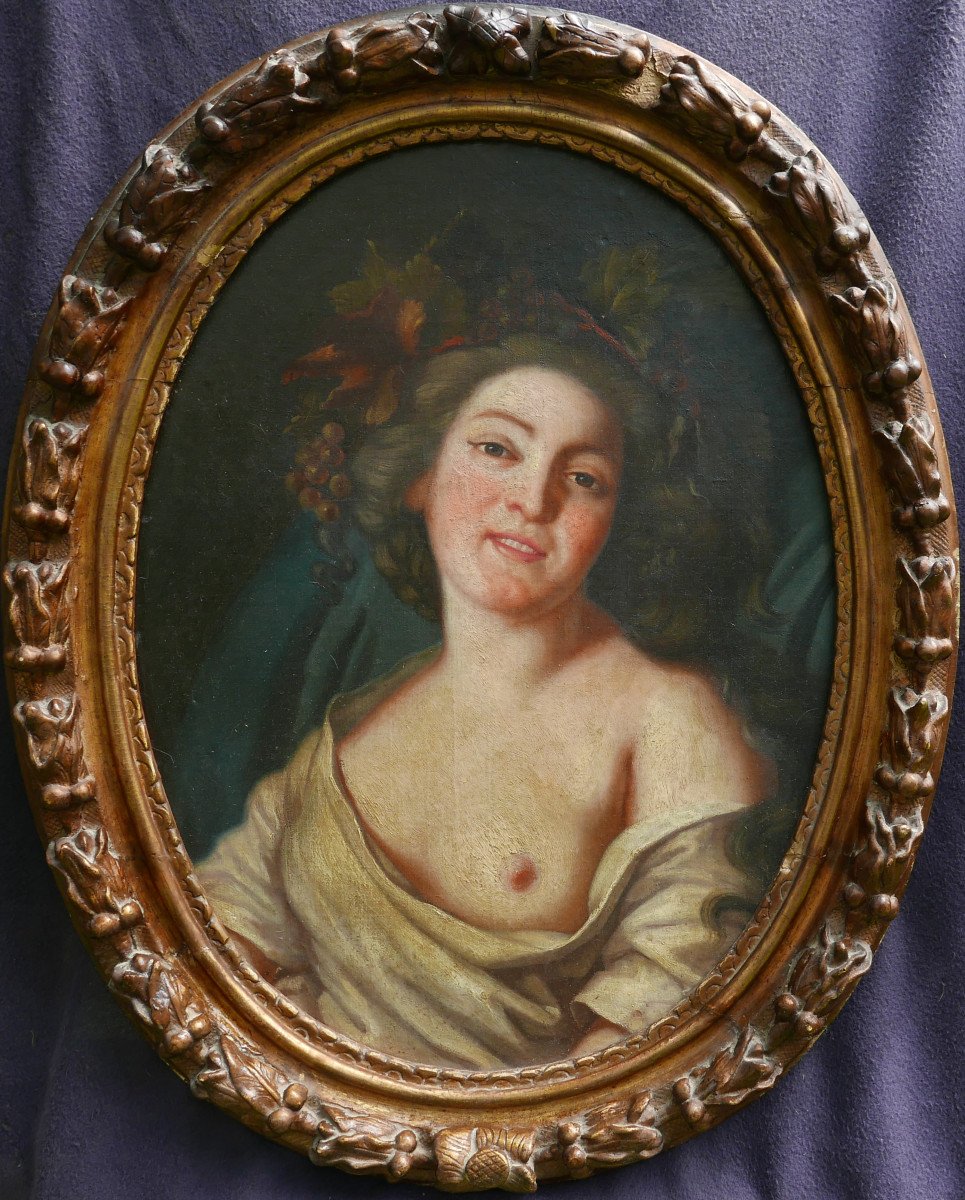 Portrait De Femme Bacchante d'Arpès Vigée Le Brun Huile/toile Du XVIIIème Siècle-photo-2