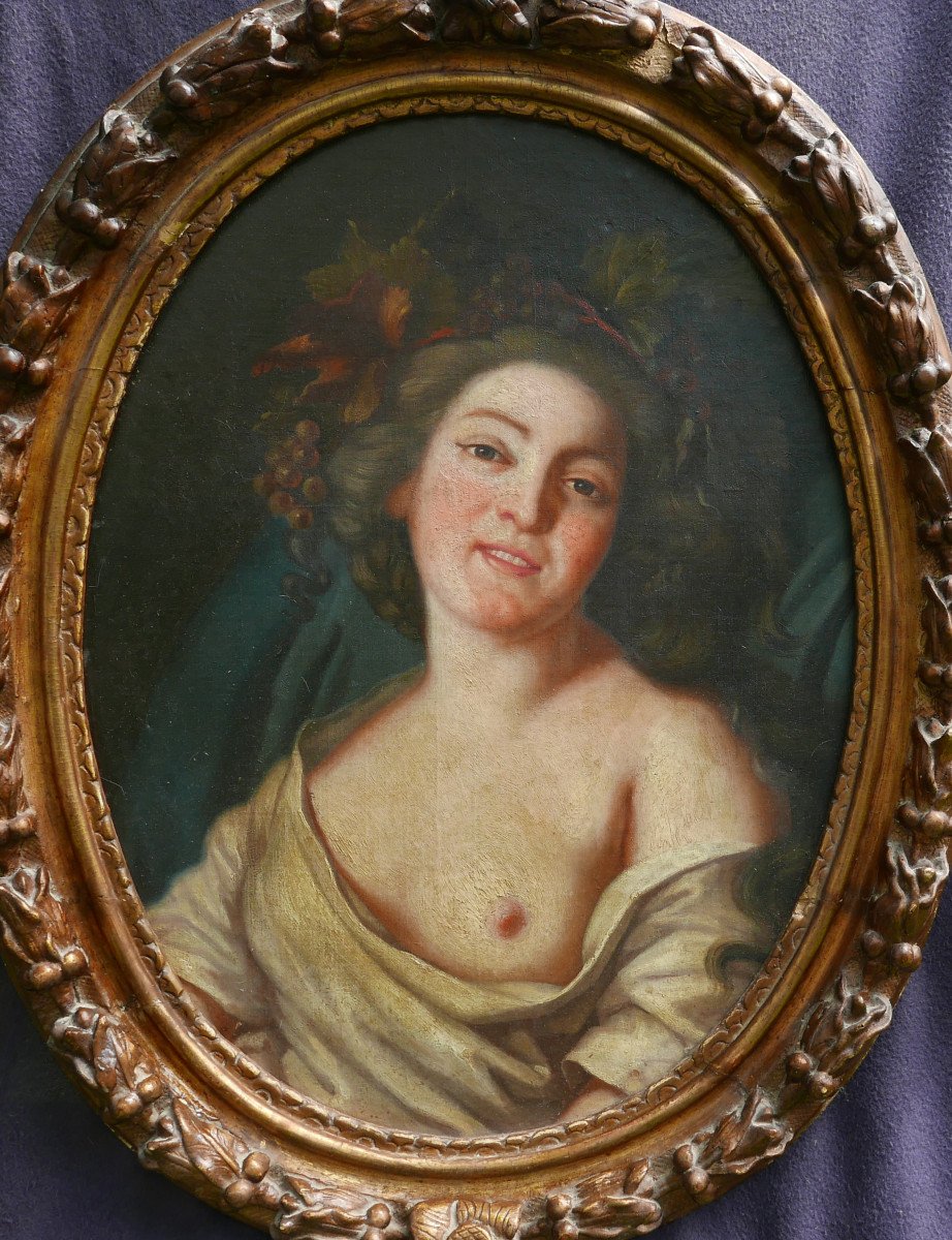 Portrait De Femme Bacchante d'Arpès Vigée Le Brun Huile/toile Du XVIIIème Siècle-photo-3