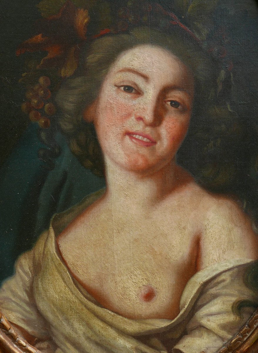 Portrait De Femme Bacchante d'Arpès Vigée Le Brun Huile/toile Du XVIIIème Siècle-photo-4