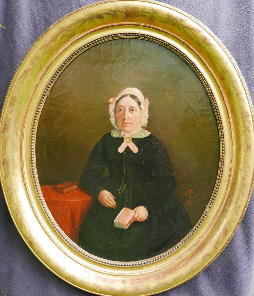 Darjou Portrait Of Woman Second Empire Period Oil/canvas From The 19th Century Signed-photo-3