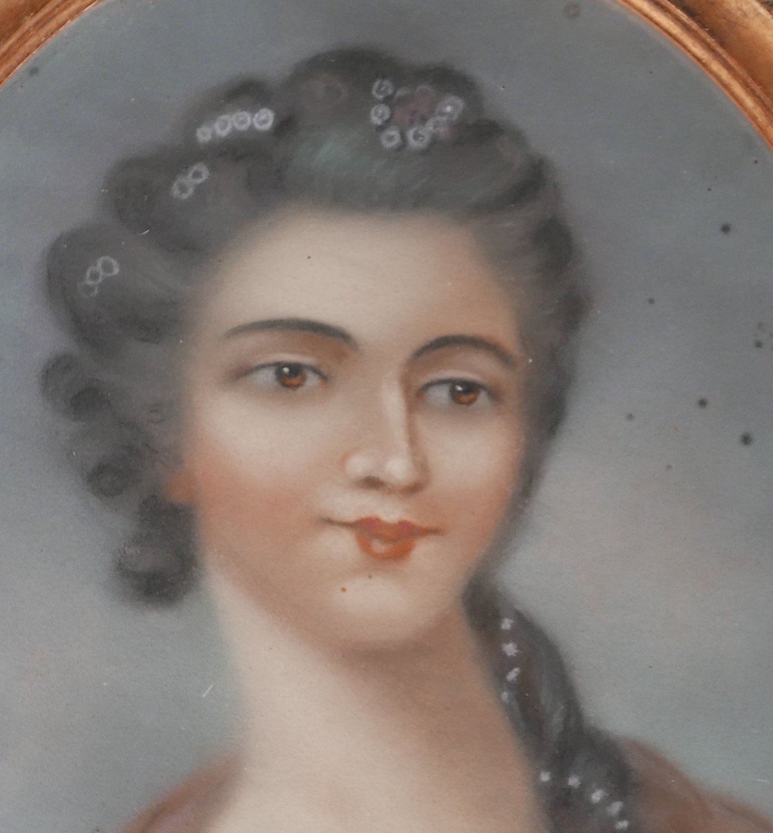 Portrait d'une Jeune Femme d'Après Drouais Epoque Louis XVI Pastel XVIIIe Siècle-photo-4