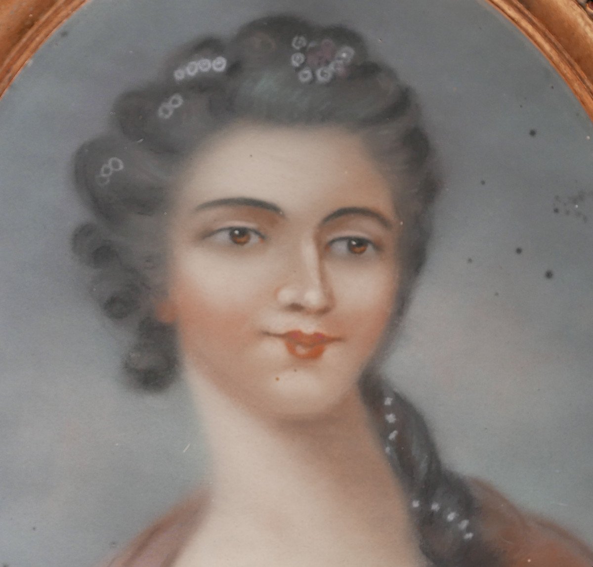 Portrait d'une Jeune Femme d'Après Drouais Epoque Louis XVI Pastel XVIIIe Siècle-photo-1