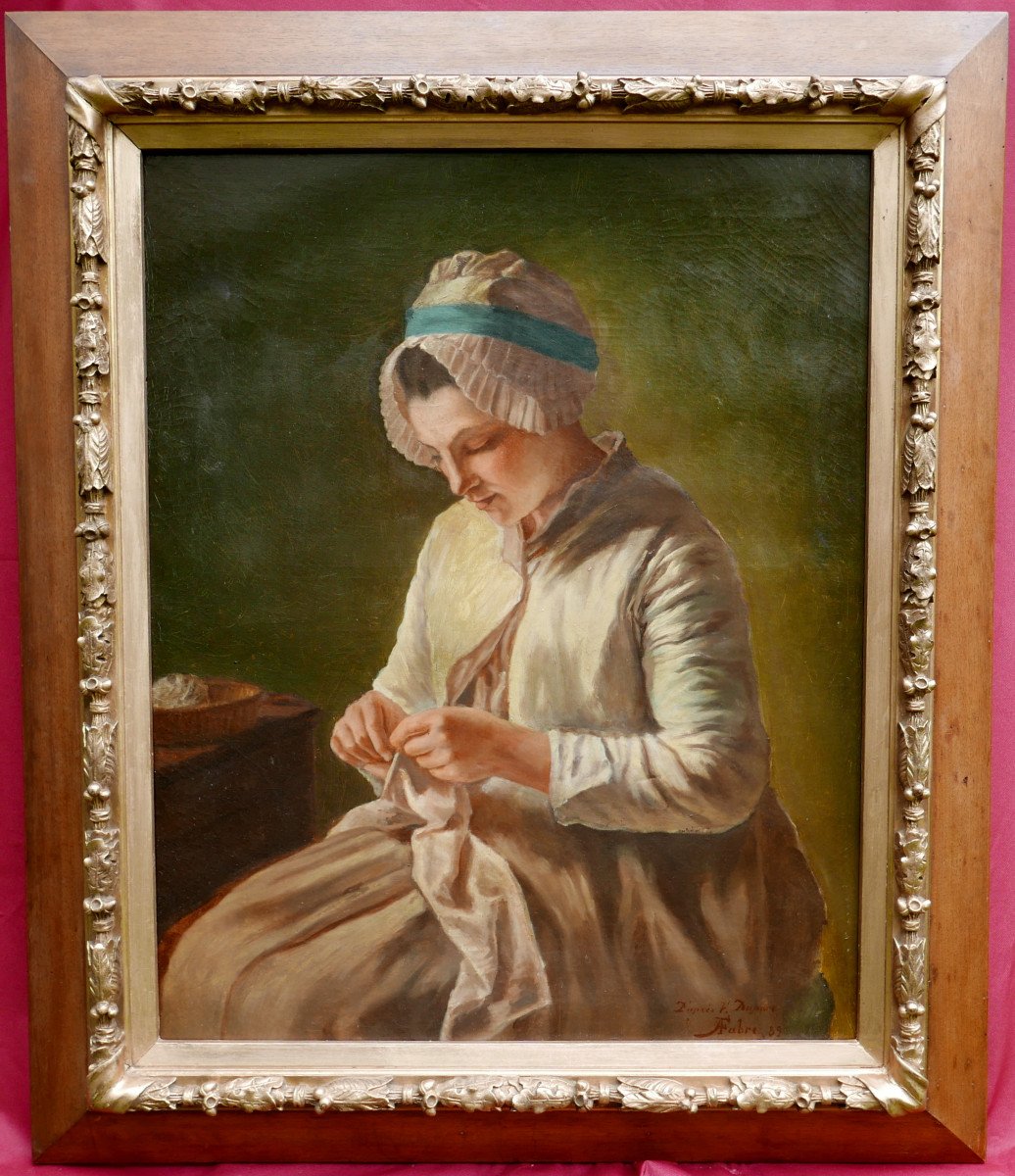 Fabre Portrait Of A Woman After Françoise Duparc Oil/canvas Late 19th Century