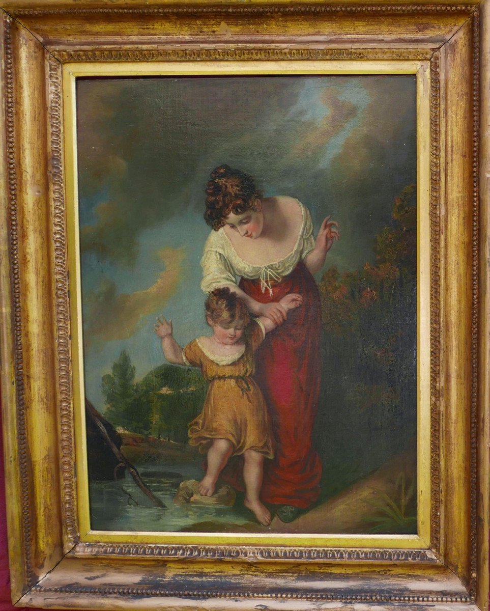 Portrait Of Woman And Child After Henry Thomson Oil/canvas From The 19th Century
