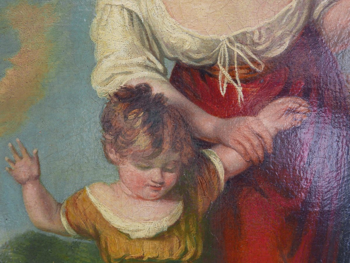 Portrait Of Woman And Child After Henry Thomson Oil/canvas From The 19th Century-photo-4