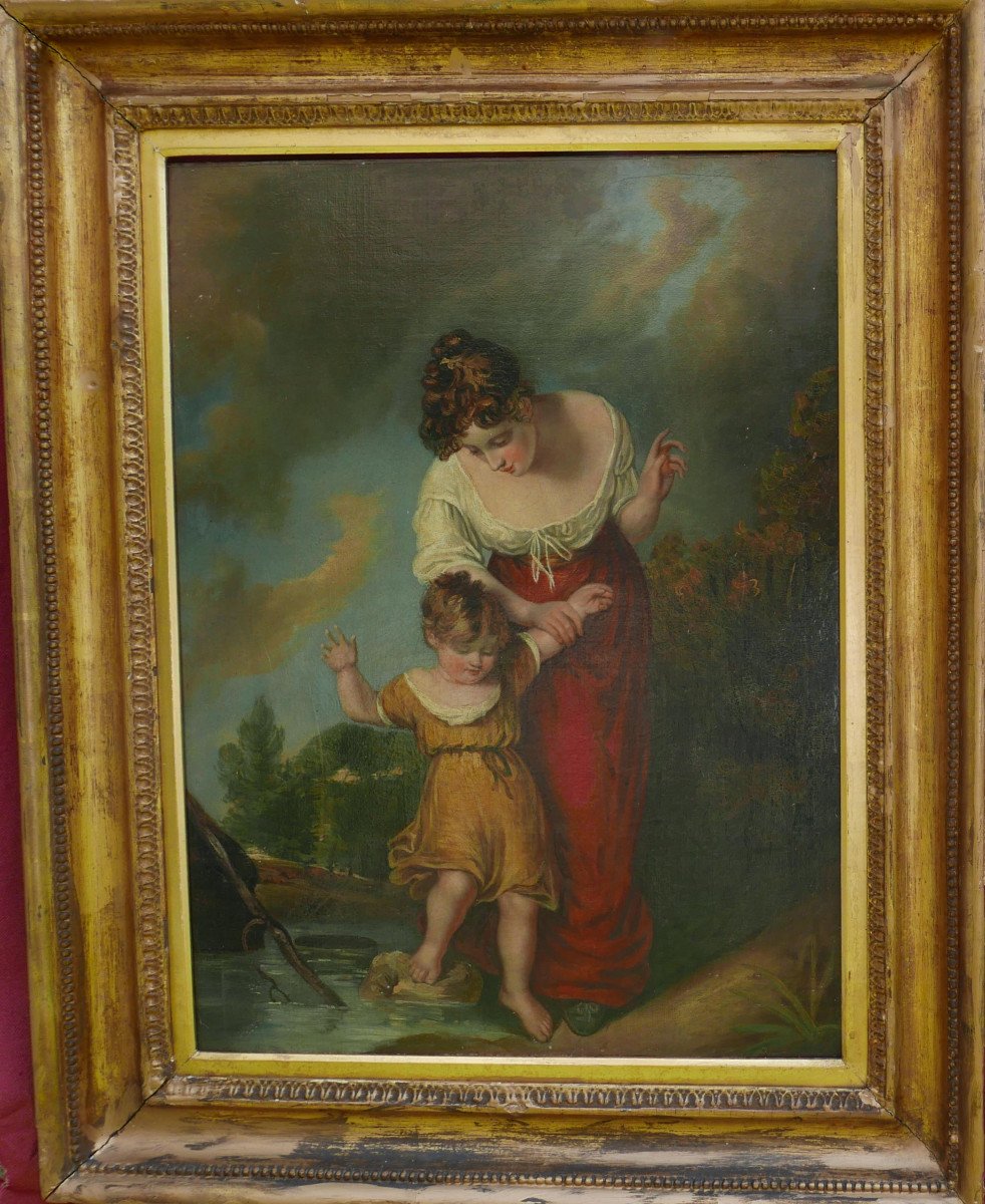 Portrait Of Woman And Child After Henry Thomson Oil/canvas From The 19th Century