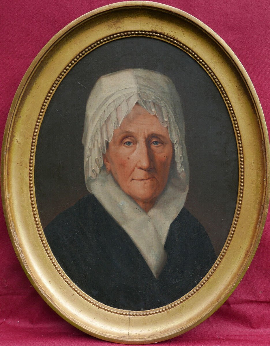 Portrait De Femme à La Coiffe Ecole Française Début XIXème Siècle Huile/toile-photo-2