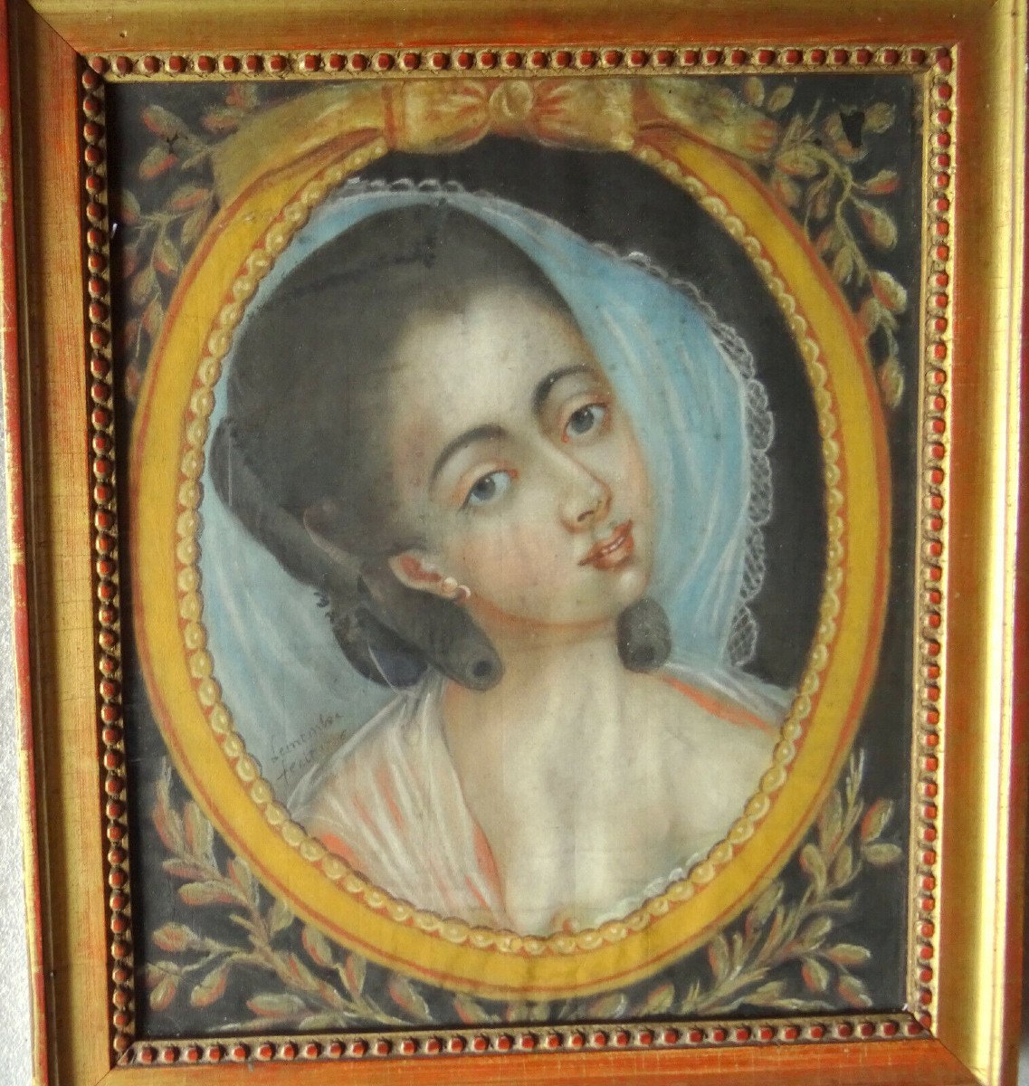 Portrait De Jeune Femme Epoque Louis XVI Ecole Française XVIIIième Siècle Pastel-photo-3