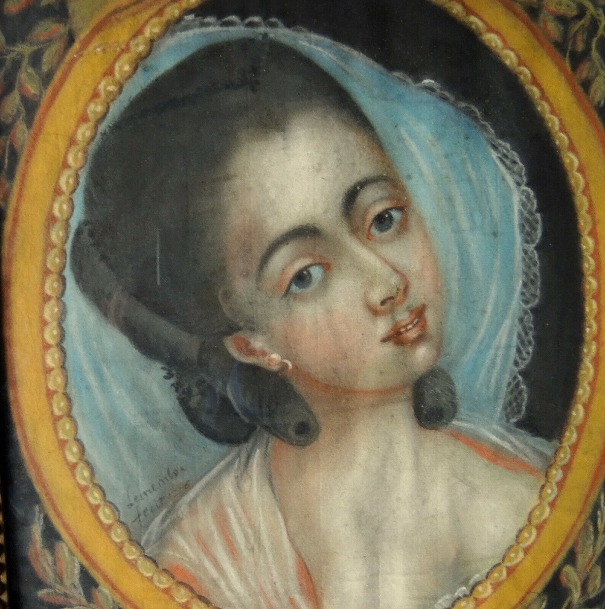 Portrait De Jeune Femme Epoque Louis XVI Ecole Française XVIIIième Siècle Pastel-photo-4