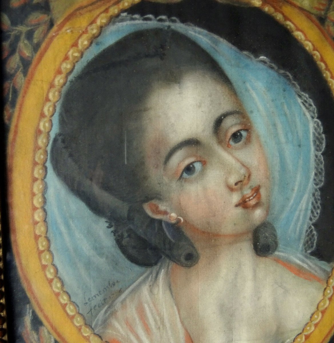 Portrait De Jeune Femme Epoque Louis XVI Ecole Française XVIIIième Siècle Pastel-photo-5