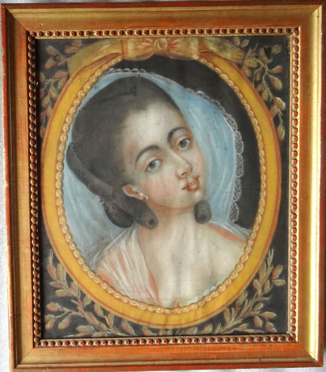 Portrait De Jeune Femme Epoque Louis XVI Ecole Française XVIIIième Siècle Pastel