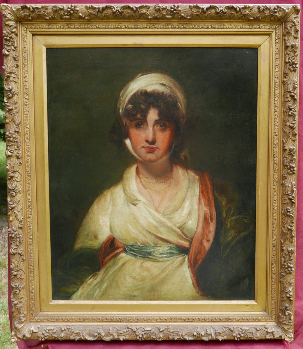 Portrait De Femme Atelier De Thomas Lawrence Huile/toile Fin XVIIIème Siècle-photo-2