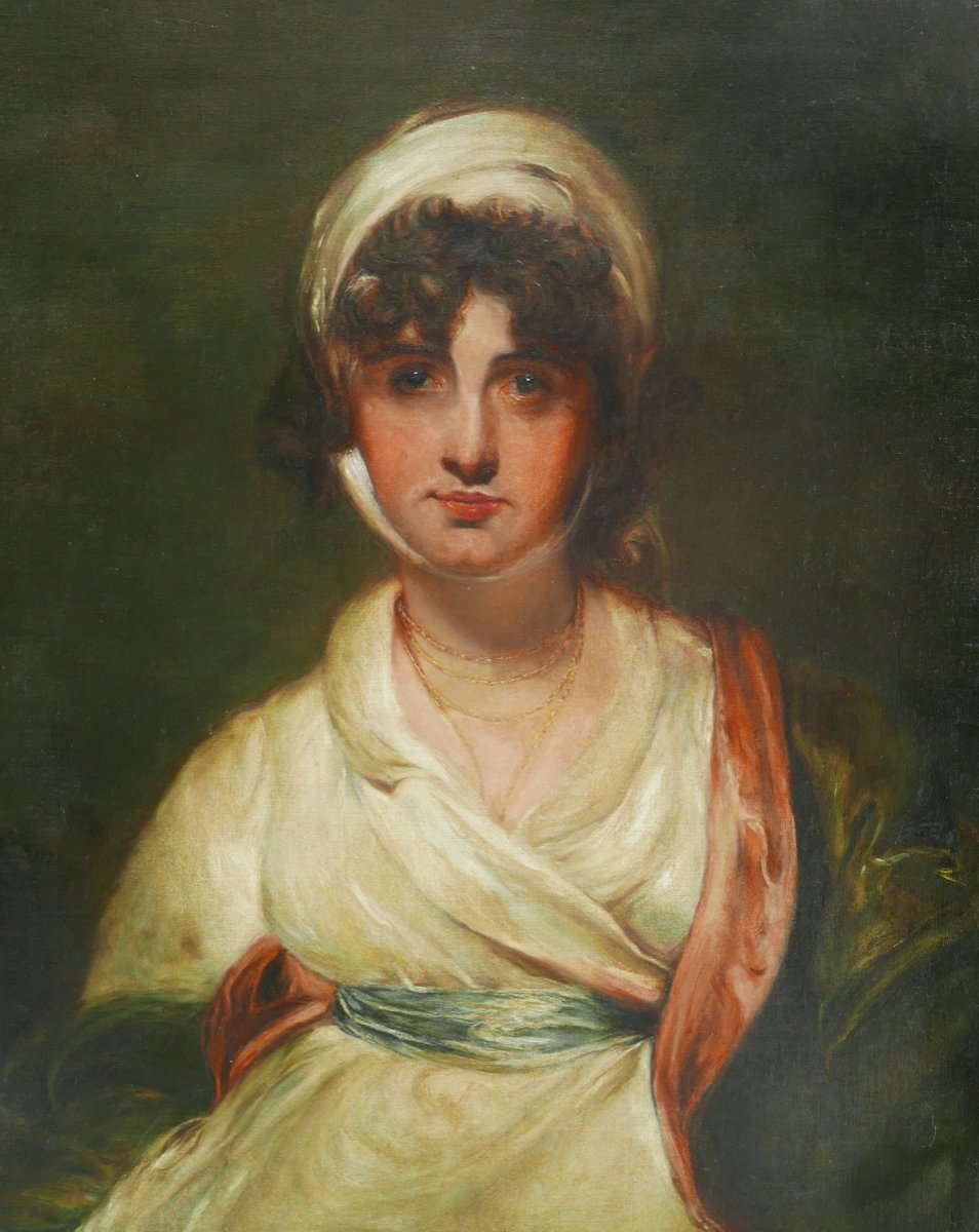 Portrait De Femme Atelier De Thomas Lawrence Huile/toile Fin XVIIIème Siècle-photo-3