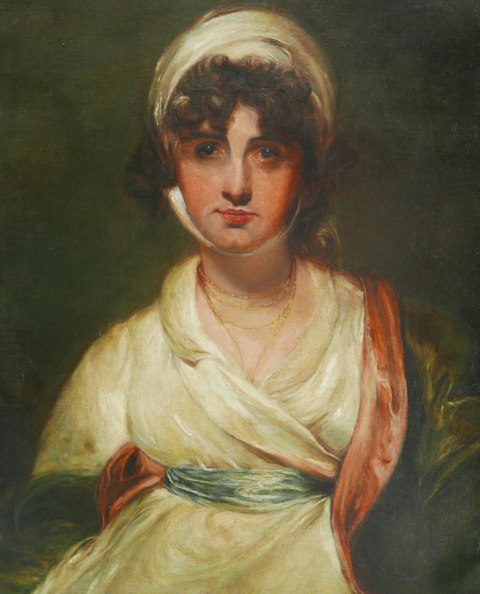 Portrait Of A Woman Workshop Of Thomas Lawrence Oil/canvas Late 18th Century-photo-4