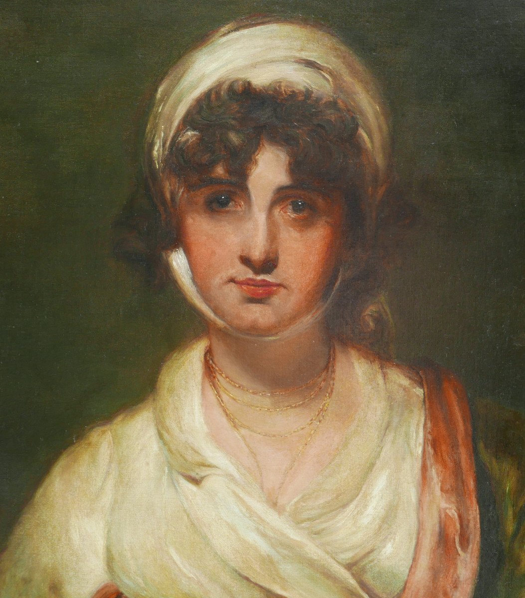 Portrait Of A Woman Workshop Of Thomas Lawrence Oil/canvas Late 18th Century-photo-1