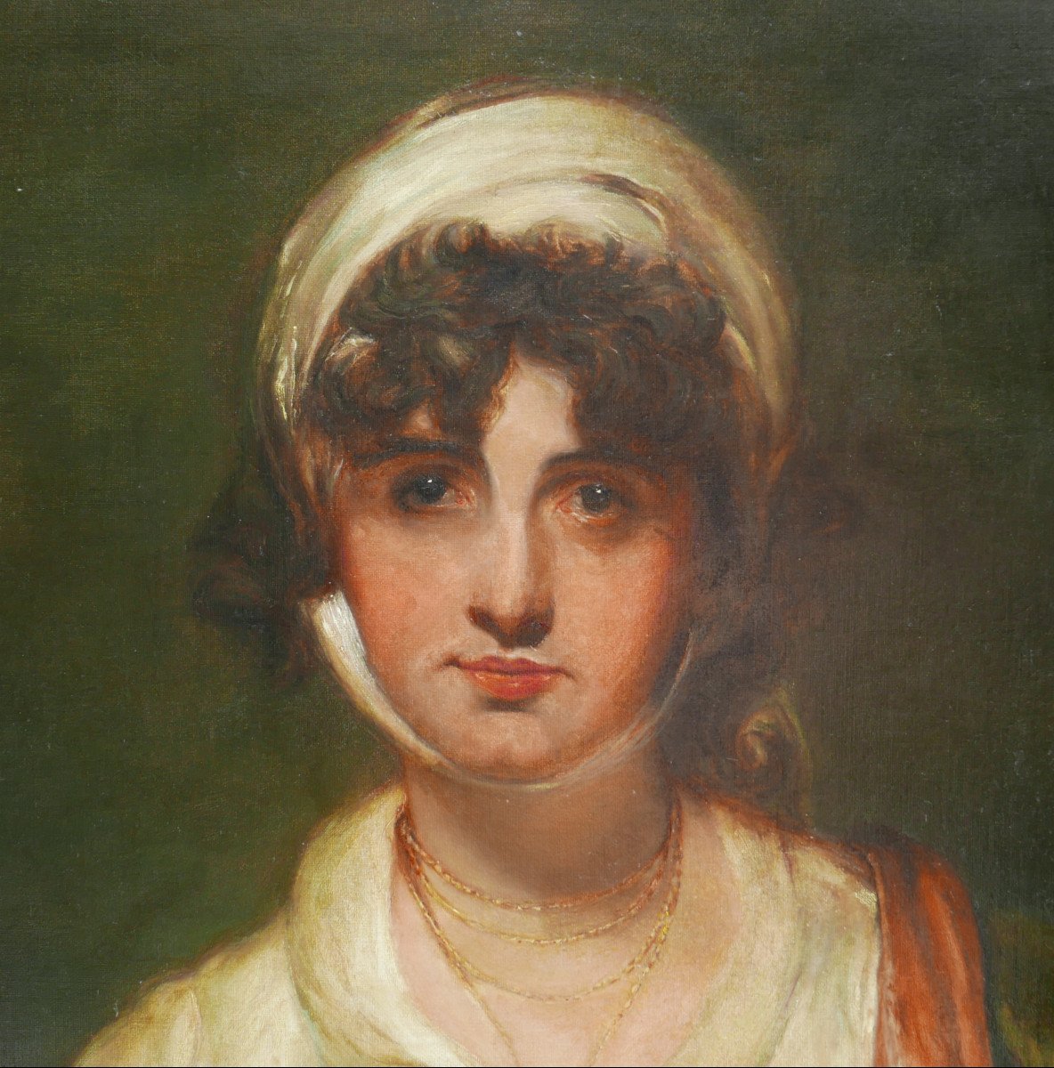 Portrait Of A Woman Workshop Of Thomas Lawrence Oil/canvas Late 18th Century-photo-3