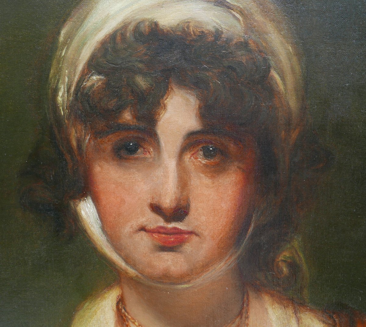 Portrait Of A Woman Workshop Of Thomas Lawrence Oil/canvas Late 18th Century-photo-5