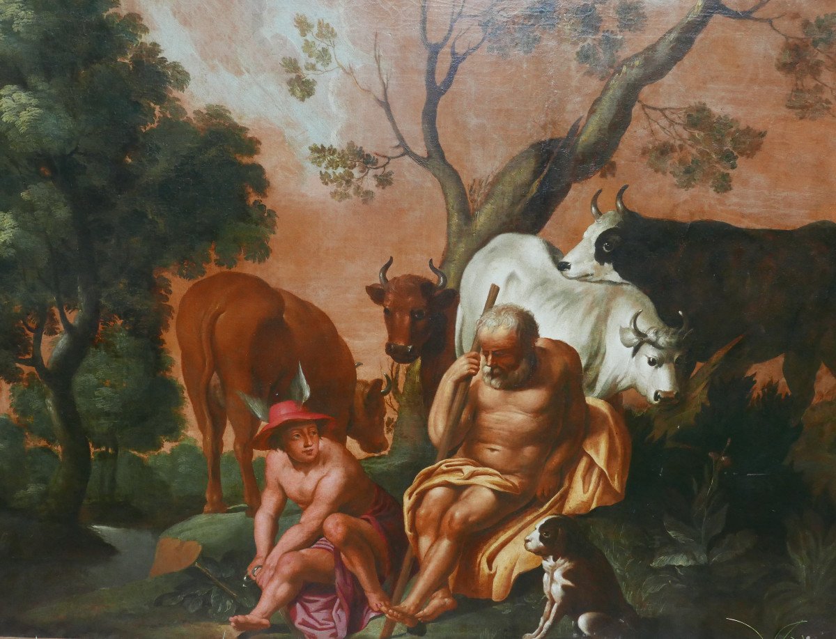 Tableau Grande Scène Mythologique d'Après Jordaens Huile/toile XIXème Siècle-photo-6