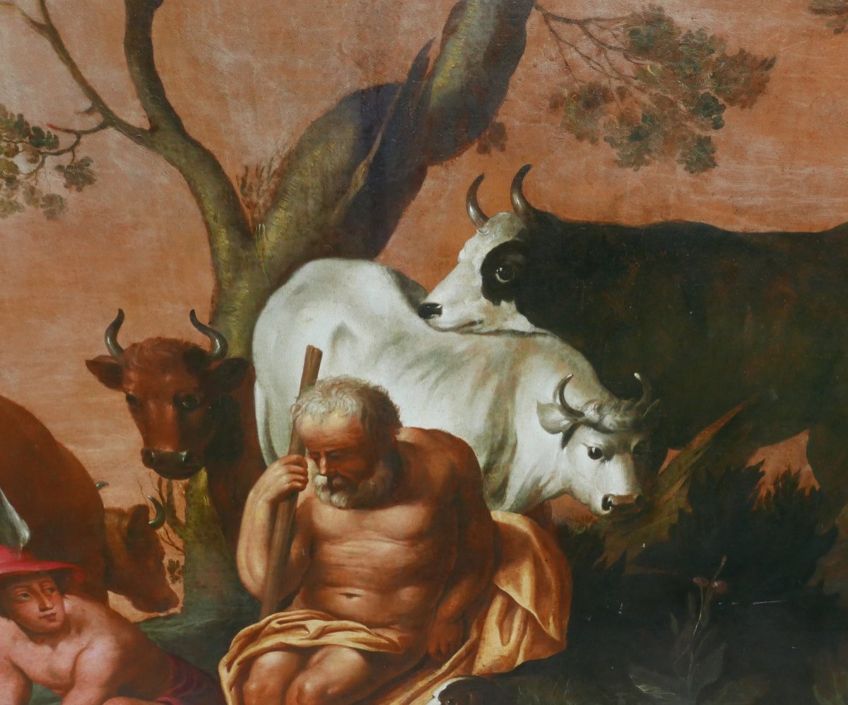 Tableau Grande Scène Mythologique d'Après Jordaens Huile/toile XIXème Siècle-photo-7