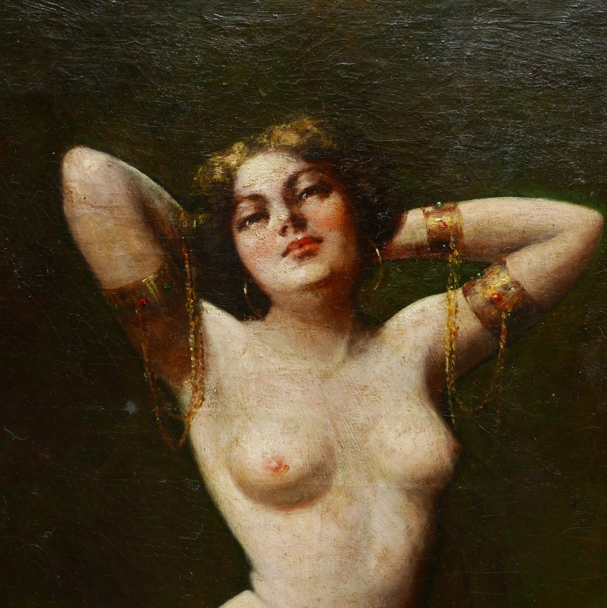 Rolland Nude Portrait Of Woman Orientalist School Early 20th Century Oil/canvas Signed-photo-4