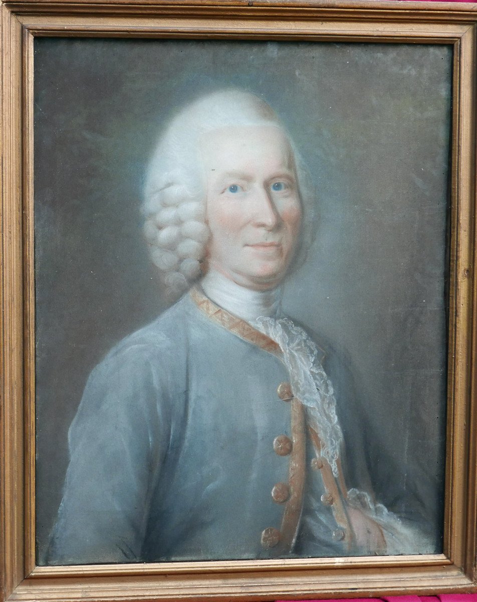 Portrait d'Homme Pierre Deflostre Epoque Louis XV Pastel Du XVIIIème Siècle-photo-4