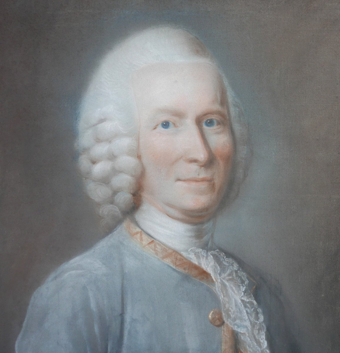 Portrait d'Homme Pierre Deflostre Epoque Louis XV Pastel Du XVIIIème Siècle-photo-1